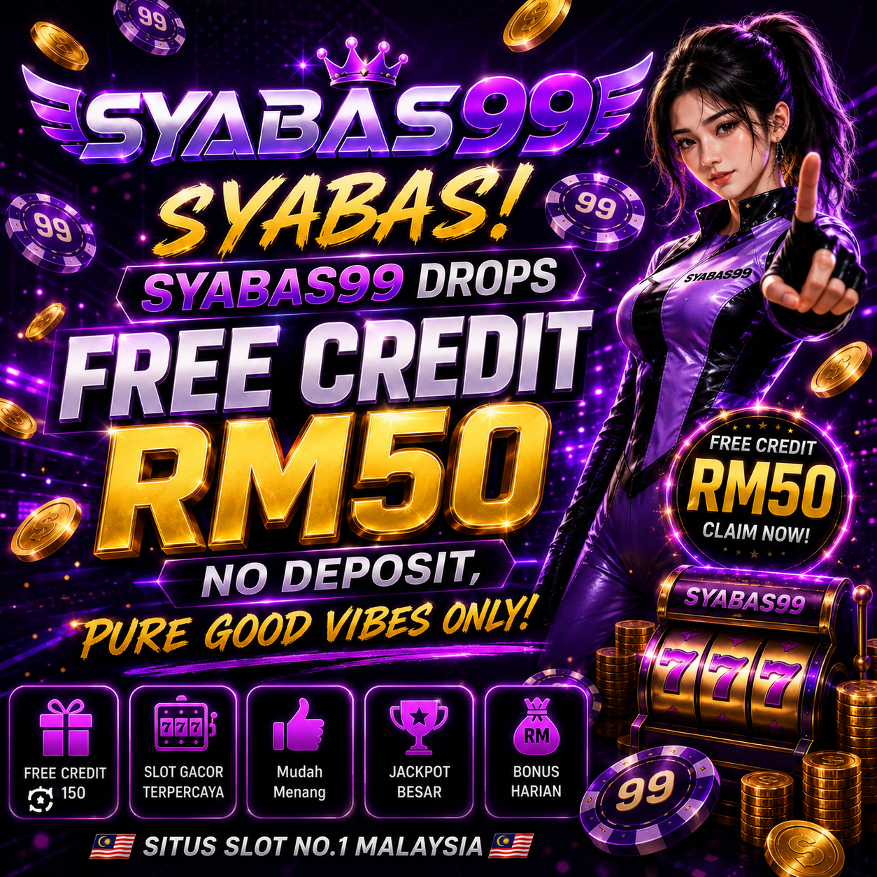 Syabas99 Free Credit RM99 no deposit promotion banner